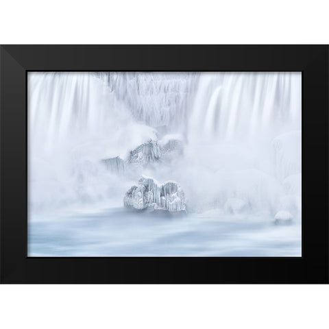The frozen islands under the Waterfalls Black Modern Wood Framed Art Print by Lu, Ling