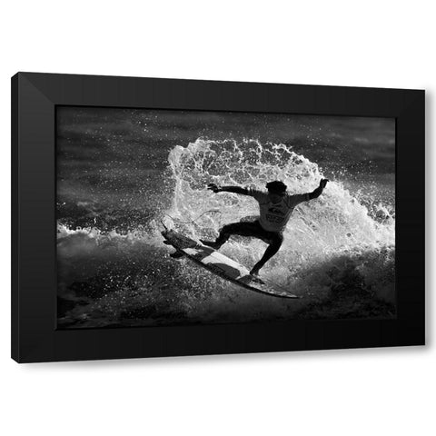 Surfer Black Modern Wood Framed Art Print with Double Matting by Wang, Ti