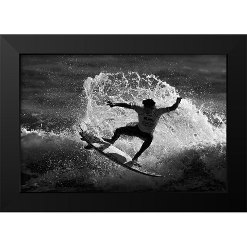 Surfer Black Modern Wood Framed Art Print by Wang, Ti