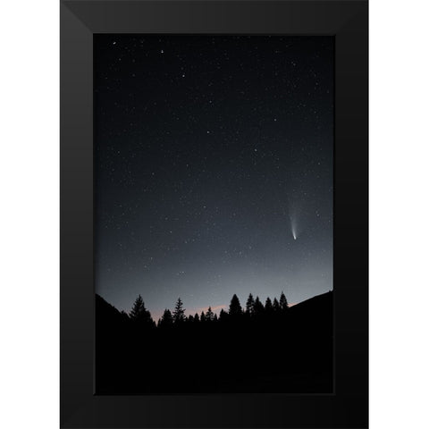 Comet Neowise Black Modern Wood Framed Art Print by Ficel, Michal