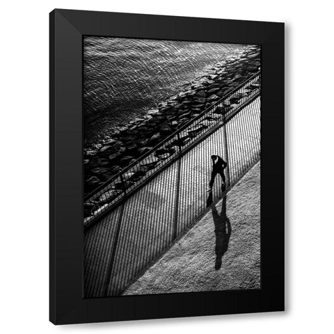 Stripes Black Modern Wood Framed Art Print by Watanabe, Kentaro