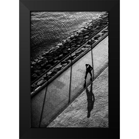 Stripes Black Modern Wood Framed Art Print by Watanabe, Kentaro