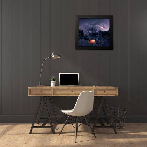 A Starry Night Black Modern Wood Framed Art Print by De, Pritam