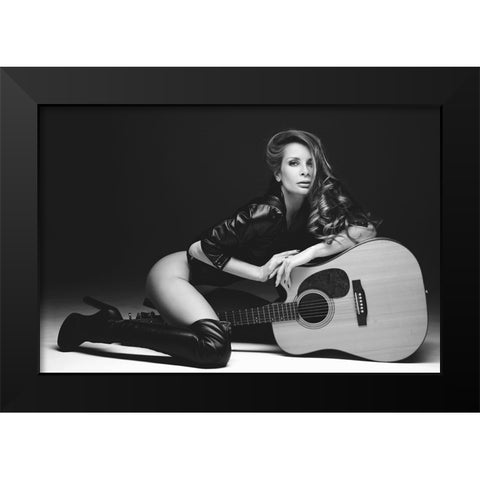 Guitar Black Modern Wood Framed Art Print by Markachev, Leonid