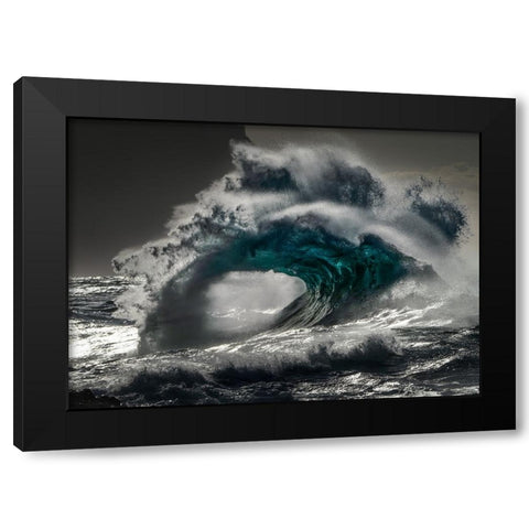 Kauaiian Wave Black Modern Wood Framed Art Print by Fong, Ken