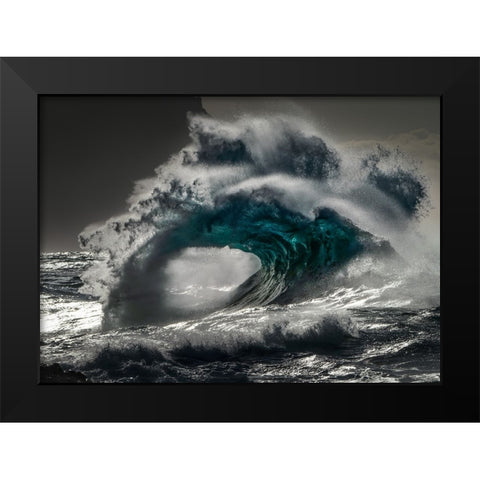 Kauaiian Wave Black Modern Wood Framed Art Print by Fong, Ken