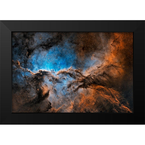 Fighting Dragons Of Ara Black Modern Wood Framed Art Print by Chander, Vikas