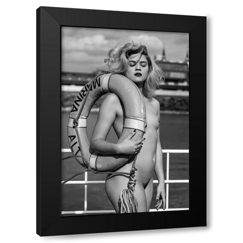In The Dockyard Black Modern Wood Framed Art Print with Double Matting by Blasko, Jan
