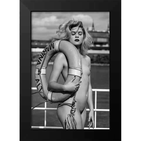 In The Dockyard Black Modern Wood Framed Art Print by Blasko, Jan