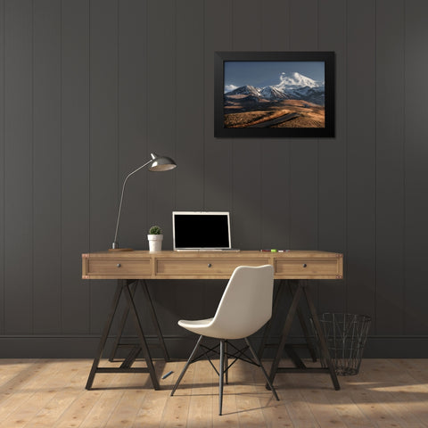 Mountain road Black Modern Wood Framed Art Print by Anton, Rostovskiy