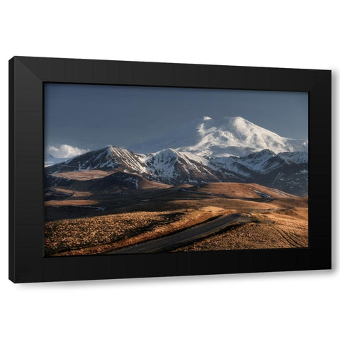 Mountain road Black Modern Wood Framed Art Print with Double Matting by Anton, Rostovskiy