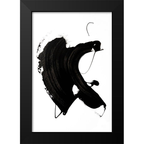Black abstract Stroke Black Modern Wood Framed Art Print by Sawall, Anastasia