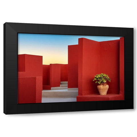 Muralla Roja #51 Black Modern Wood Framed Art Print with Double Matting by Wride, Linda