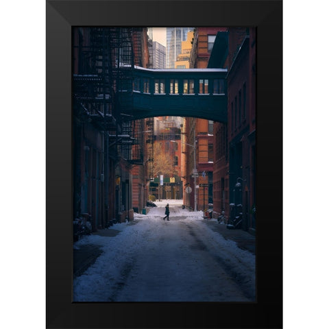 Under The Skybridge Black Modern Wood Framed Art Print by De La, Javier