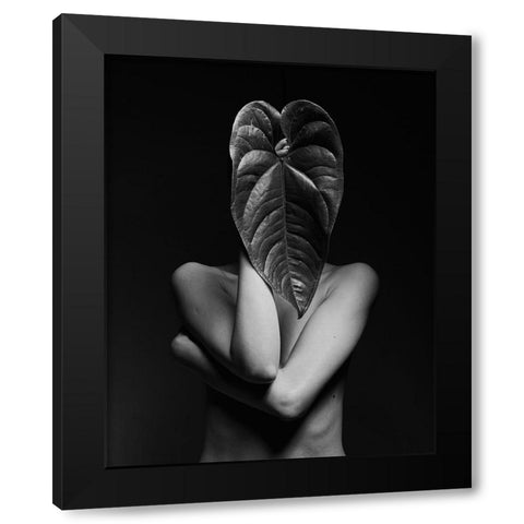 Leaf A Body Black Modern Wood Framed Art Print with Double Matting by Shiki, Shizuo