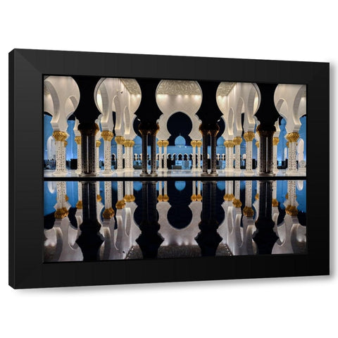 Blue Hour A Reflection Black Modern Wood Framed Art Print with Double Matting by Nath, Mrinal