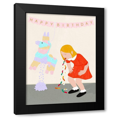 Excitement Black Modern Wood Framed Art Print with Double Matting by Jotadejai