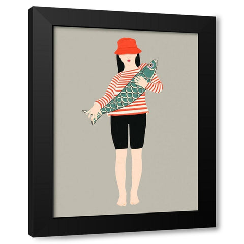 My fish Black Modern Wood Framed Art Print with Double Matting by Jotadejai