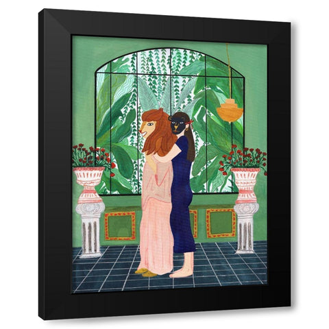 Lion Mom Black Modern Wood Framed Art Print by Jotadejai