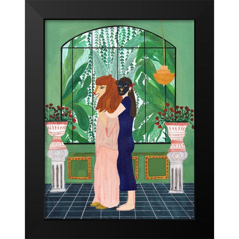 Lion Mom Black Modern Wood Framed Art Print by Jotadejai