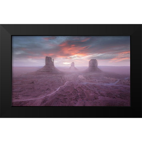 Monument Valley Black Modern Wood Framed Art Print by Dan, Kai