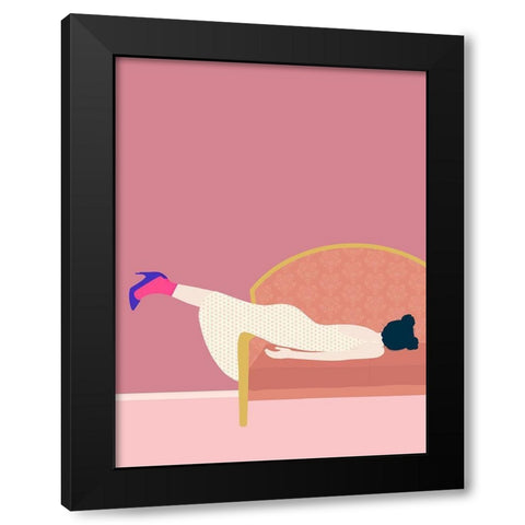 Maddies Mood Black Modern Wood Framed Art Print with Double Matting by Jotadejai