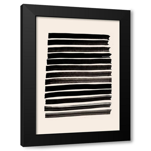 Stripes_Beige Black Modern Wood Framed Art Print by 1x Studio II
