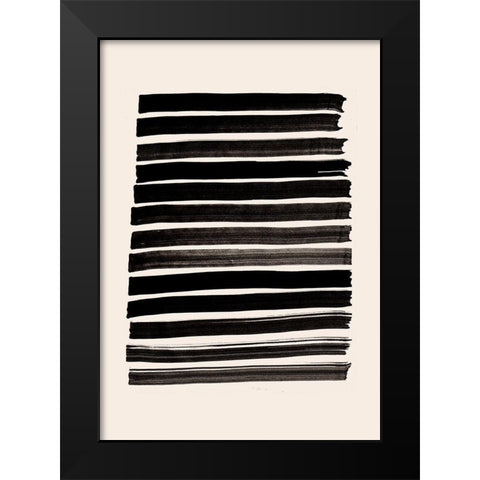 Stripes_Beige Black Modern Wood Framed Art Print by 1x Studio II
