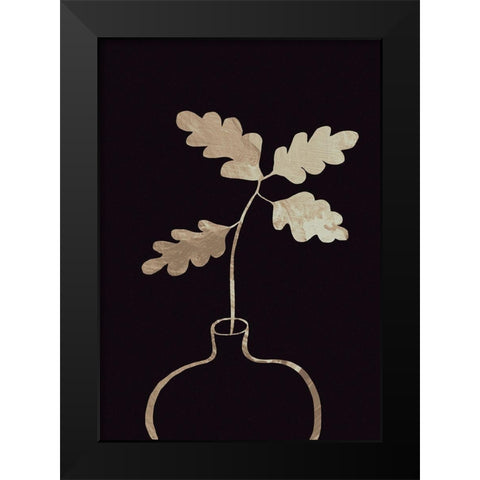 Leaves in vase_gold Black Modern Wood Framed Art Print by 1x Studio II
