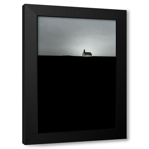 Strandarkirkja Black Modern Wood Framed Art Print with Double Matting by Faber, Wave
