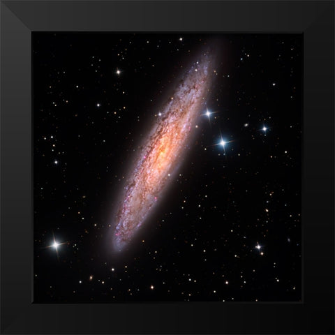 Sculptor Galaxy Black Modern Wood Framed Art Print by Chander, Vikas
