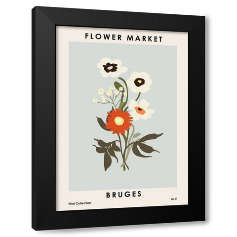 Flower Market Bruges Black Modern Wood Framed Art Print with Double Matting by NKTN