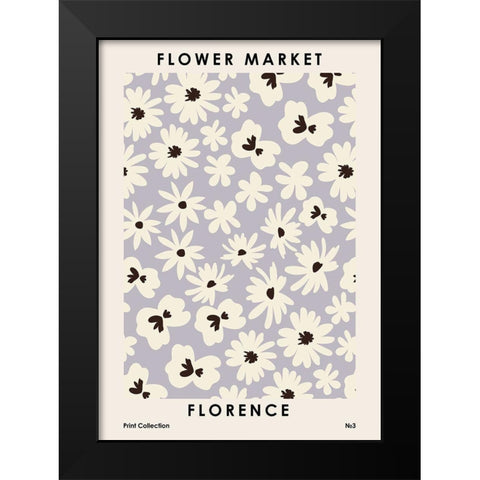 Flower Market Florence Black Modern Wood Framed Art Print by NKTN