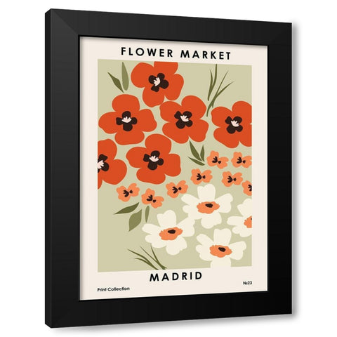 Flower Market Madrid Black Modern Wood Framed Art Print with Double Matting by NKTN