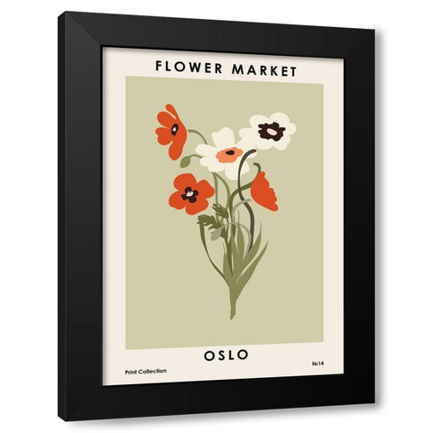 Flower Market Oslo Black Modern Wood Framed Art Print by NKTN