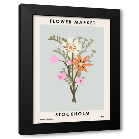 Flower Market Stockholm Black Modern Wood Framed Art Print with Double Matting by NKTN
