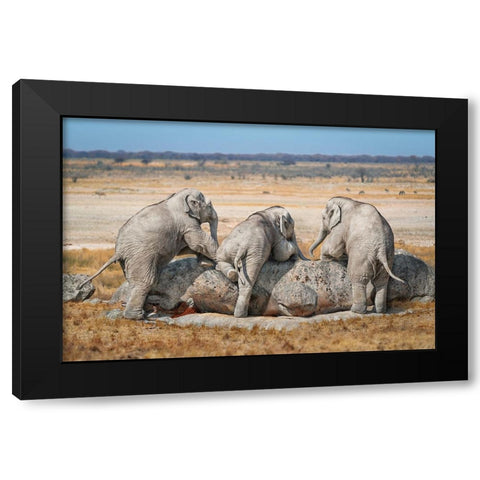 Threeguys Black Modern Wood Framed Art Print by Egger, Marcel