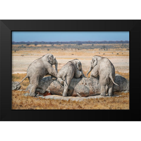 Threeguys Black Modern Wood Framed Art Print by Egger, Marcel