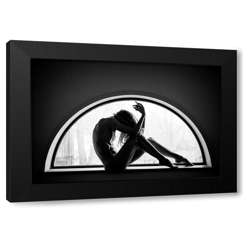 Half Moon Black Modern Wood Framed Art Print by JAE