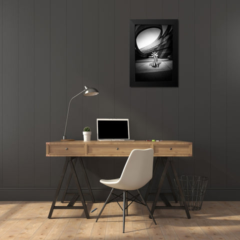 With the wind Black Modern Wood Framed Art Print by Abu, Dekel