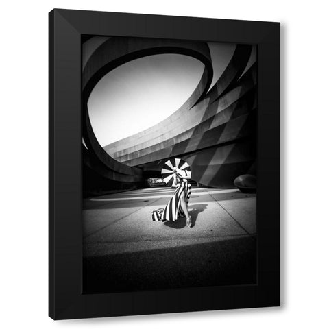 With the wind Black Modern Wood Framed Art Print with Double Matting by Abu, Dekel