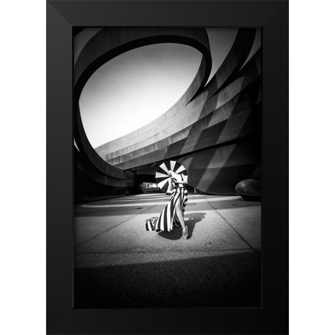 With the wind Black Modern Wood Framed Art Print by Abu, Dekel
