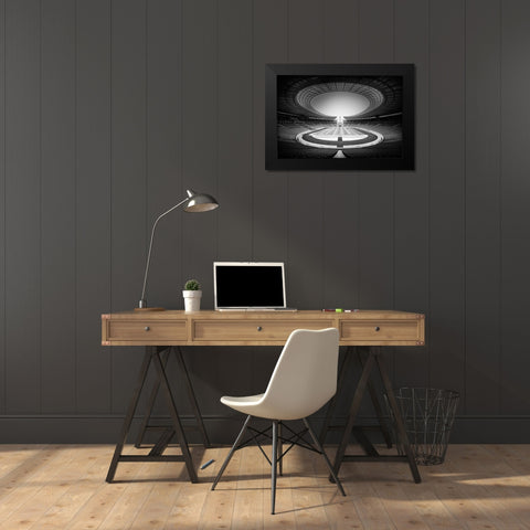Olympiastadion Black Modern Wood Framed Art Print by De Groen, Maurits