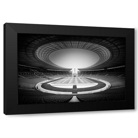 Olympiastadion Black Modern Wood Framed Art Print by De Groen, Maurits
