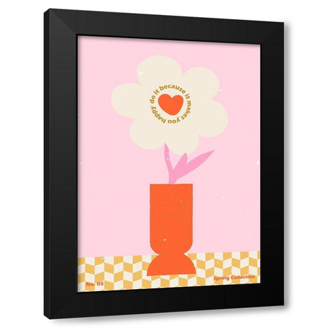 Spring Flower #05 Black Modern Wood Framed Art Print with Double Matting by NKTN