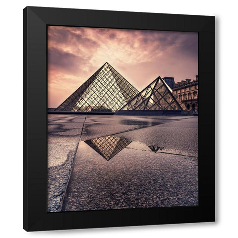 Triangular Value Black Modern Wood Framed Art Print with Double Matting by Ehrlich, Amir