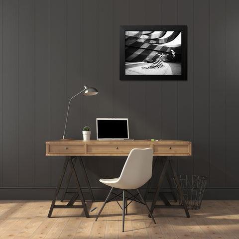 Stripes Black Modern Wood Framed Art Print by Stein, Tali