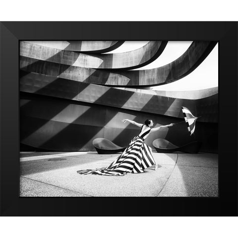 Stripes Black Modern Wood Framed Art Print by Stein, Tali