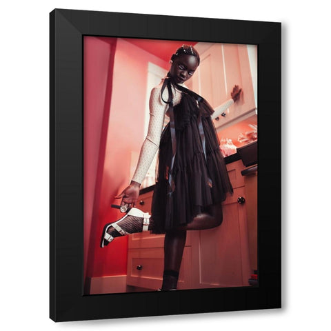 Flamingo Black Modern Wood Framed Art Print by Hasanian, Yasin