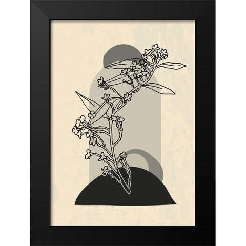 Abstract Flower 5 Black Modern Wood Framed Art Print by NKTN